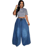 Women's Loose Jeans New Women's Street Casual Loose Waist Wide Leg Pants HZ0107