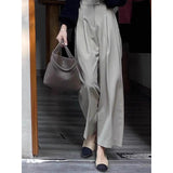Simple Commute Gray High-Waisted Casual Suit Pants Women's Spring New Loose-Hanging Wide-Legged Trousers