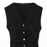 ZARZ Homemade New Women's Folding V-Neckless Fan Flute Dress 3897082 HZ0107