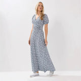 New Women's Sexy Knitted Leopard Print Long-Sleeved Dress Sweater Long Dress