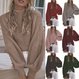 Autumn/Winter 2025 New Loose Half-High Collar Knitwear Women's Solid Color Turtleneck Sweater