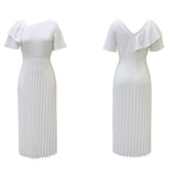 D231 Women's Clothing 2025 Summer New Temperament To Close The Waist Thin Lotus Leaf Side Short-Sleeved Pressure Skirt Dress HZ0107