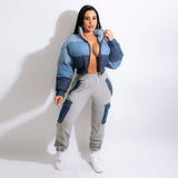 Women's Casual Pants Women's Street Personality Imitation Denim Big Pocket High-Waisted Trousers HZ0107