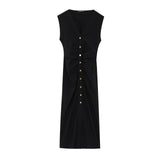 ZARZ Homemade New Women's Folding V-Neckless Fan Flute Dress 3897082 HZ0107