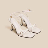 Beautiful Temperament With A Word Of Sandals Women 2025 New Summer Solid Color Fine Heel With Skirt Black High Heels HZ0107