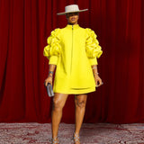 Autumn Temperament Commuting Small Straight-Necked Cardigan Dress Designer Folded Short-Sleeved Top Dress Dress HZ0107