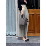 Simple Commute Gray High-Waisted Casual Suit Pants Women's Spring New Loose-Hanging Wide-Legged Trousers