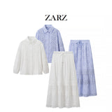 ZARZ Homemade New Women's Lace Sticker Shirt Loose Dresses Two-Piece Set HZ0107