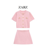 ZARZ Homemade New Women's Classic Short Sleeve Knitted Blouse Flat-Pin Miniskirt 623609 HZ0107