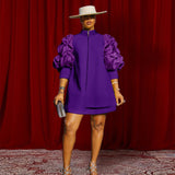 Autumn Temperament Commuting Small Straight-Necked Cardigan Dress Designer Folded Short-Sleeved Top Dress Dress HZ0107