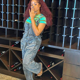 Women's Ins Style Street Big Pocket Wide Leg Pants Loose Hanging Jeans HZ0107