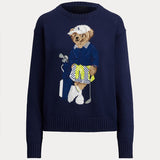 2025 New Women's Round-Necked Bear Cartoon Casual Age-Reed Knitted Sweater