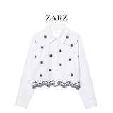 ZARZ Homemade New Women's Embroidered Prefectural Cotton Clip Long Sleeve Shirt 3564065 HZ0107