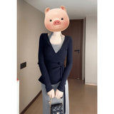 Real Price Pure Hot Girl Gray Hanging Neck Sling Dress Black Cardigan Women Summer Waist Thin Suit