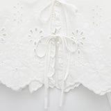 ZARZ Homemade New Women's Classic Fashion Shang Hollow Embroidered Cotton Top 1268146 HZ0107