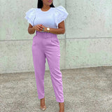 Spring 2025 New Elegant OL Professional Trousers Thin Small Foot Pants African High-Waisted Casual Pants HZ0107