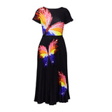 D298 Large-Size Women's Summer Fashion Temperament Print Short-Sleeved Top Dress Folded Skirt African Suit HZ0107