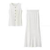 Summer Women's Fashion Bodywear Body Armor Solid Color Body Repair Hip Two Sets Of Knitted Long Skirt Suit Woman HZ0107