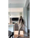 Autumn And Winter New Lazy Wind Sweater Jacket Lace Sling Vest Hip Skirt Set