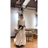 Lazy And Relaxed Sense Of Simple Shoulder Round Neck Short Sleeve T-Shirt High Lumbar Loose Leisure Pants Two Sets