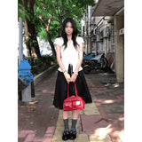 2025 New Ladies Summer Small Design Lace Slimming With Short-Sleeved Top Skirt