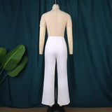 AM221118 Round-Neck Short-Sleeved Nail Beads Jumpsuit Casual Wind High Waist Thin Party Dress Jumpsuit HZ0107