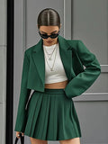 New Short Suit Short Suit Suit Set Spring And Summer Double Buckle Short Suit + 100 Folded Short Skirts Two HZ0107