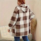 New Fashion Plush Long-Sleeved Rib Hooded Loose Coat