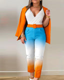 2025 New Fashion Print Casual Suit Women's Clothing With Belt HZ0107