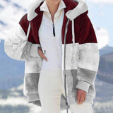 Exploding 2025 Autumn And Winter Warm Plush Bulbla Chain Pocket Hooded Loose Coat Woman