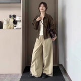 Korean Languid Wind Kaqi High-Waisted Loose-Legged Slack Pants Women's New Design Sense Of Drag Floor Long Pants