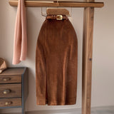 Hong Kong Style Retro Open Skirt Winter With Sweater Medium Long Korean Temperament High-Waist Thin As Hips A Skirt