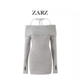 ZARZ Homemade New Women's Classic Fashion Branded Collared Knitted Sweater Skirt HZ0107