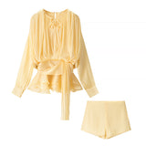 ZARZ Homemade New Women's Classic Pressed Flawed Belt Design Loose Netɴ Dress Set HZ0107