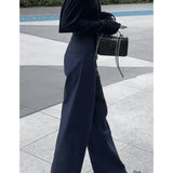 Black Broad-Legged Casual Suit Pants Women Summer Thin High-Waisted Small Man With Loose Thin Straight Trousers