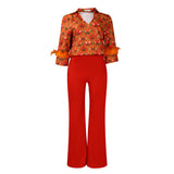 D541 Women's Ebay Printed Long-Sleeved Shirt Temperament Elegant Broad Leg Pants Fashion African Set HZ0107