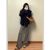 Temperament Vintage Knitted Sweater Asymmetric Knitted Cardigan Jacket Woman 2025 New Autumn And Winter