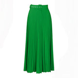 D293P With Belt Women's New High-Waisted Skirt Swing Medium Long Folded Temperament Half-Body Skirt HZ0107