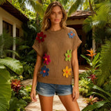 Women's Explosive Cowboy Tuxedar Side Knitted Short-Sleeved Vest Skirt HZ0107