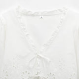 ZARZ Homemade New Women's Classic Fashion Shang Hollow Embroidered Cotton Top 1268146 HZ0107