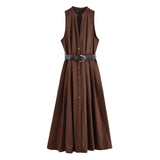 ZARZ Homemade New Women's Classic´ø V-Neckless Muffin Dress 5029101 HZ0107