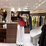 White Wide-Legged Casual Trousers Women's New Summer Thin Small Loose Display Thin High-Waisted Sweater Straight Trousers