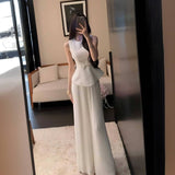 Sleeveless Waistcoat Loaf Side Dress With Wide Leg Pants Fashionable Suit Woman 2025 Summer