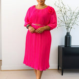 D614 Women's 2025 Short-Sleeved Square Neck Solid High-Waisted Lotus-Leaf-Side Bag OL Pencil Skirt African Dress HZ0107