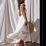 2025 New Fashion Lace Sleeveless Splicing Large Swing Dress Dress