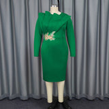 Personality Embroidered Long-Sleeved Evening Dress Lotus Side Party Long Dress Evening Dresses HZ0107