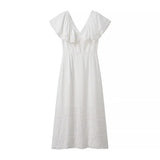 ZARZ Homemade New Women's Classic Fashion V-Neck Flying Sleeves Lotus Leaf Dress HZ0107