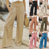 2025 New Spring Women's Casual Cotton Lint Comfortable Mid-Rise Trousers Women