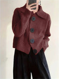 New Women's Loose Korean Version Of Fashion Casual Big Collar Knitted Cardigan Coat