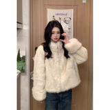 Autumn And Winter Plush Coat Women's Collar Plush Gentle Wind Loose Warm Set Of Short Top